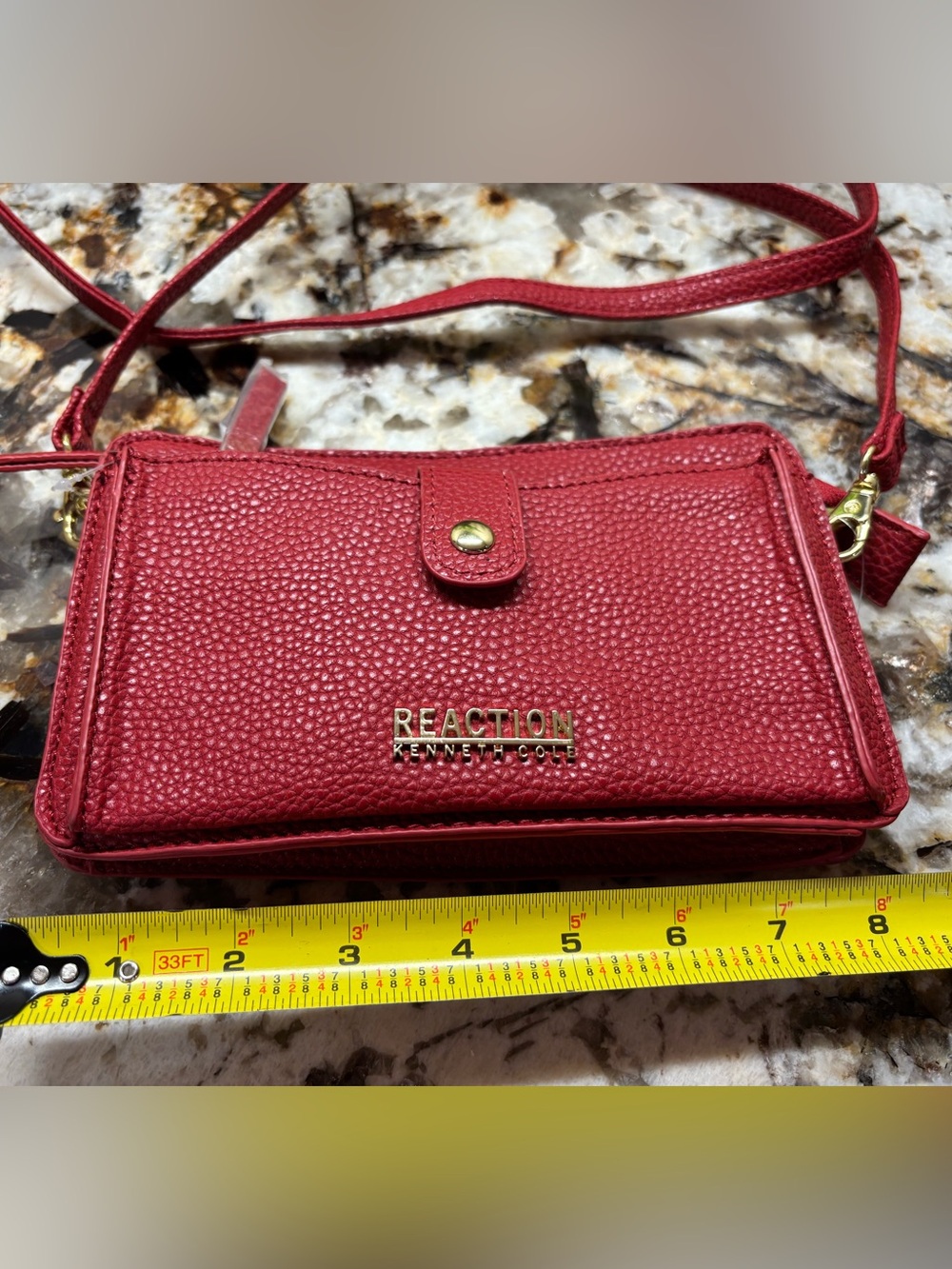 Kenneth Cole Reaction Red Pebble Crossbody Purse - Picture 6 of 11